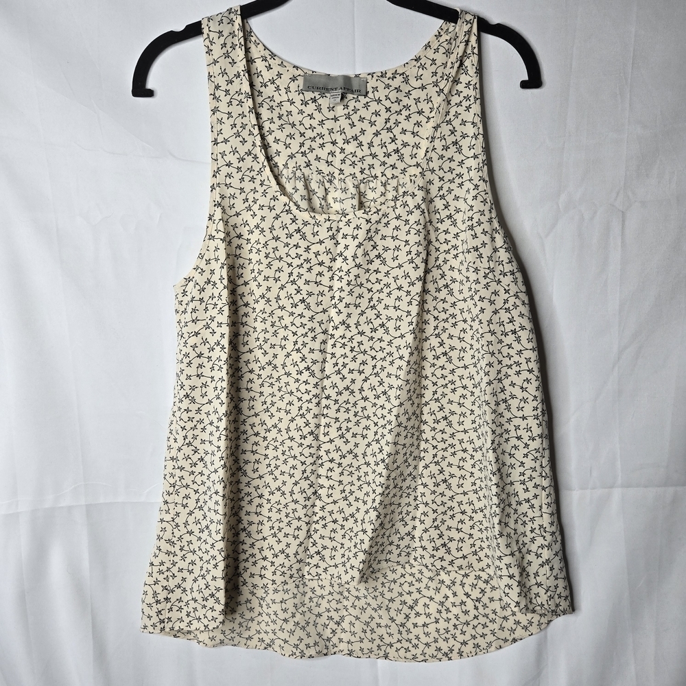 Small Current Affair Cream and Black Floral Sleeveless Blouse Work Office